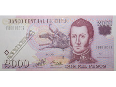 Банкнота Чили 2000 (две тысячи) песо 2003 год. Pick 158a5. UNC
