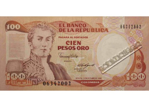 Банкнота Колумбия 100 (сто) песо 1988 год. Pick 426c. UNC