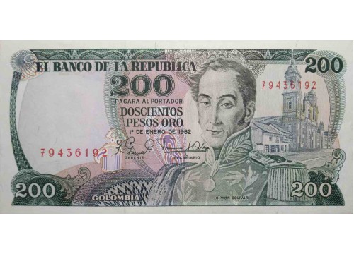 Банкнота Колумбия 200 (двести) песо 1982 год. Pick 427. UNC