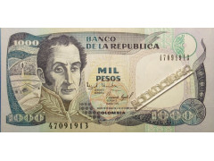 Банкнота Колумбия 1000 (тысяча) песо 1995 год. Pick 438.5. UNC