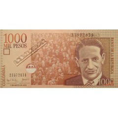 Банкнота Колумбия 1000 (тысяча) песо 2002 год. Pick 450d. UNC