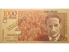 Банкнота Колумбия 1000 (тысяча) песо 2005 год. Pick 450h. UNC
