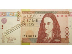 Банкнота Колумбия 10000 (десять тысяч) песо 2002 год. Pick 453c. UNC
