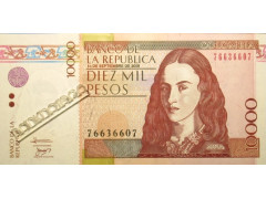 Банкнота Колумбия 10000 (десять тысяч) песо 2008 год. Pick 453l. UNC
