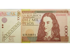 Банкнота Колумбия 10000 (десять тысяч) песо 2014 год. Pick 453q. UNC