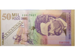 Банкнота Колумбия 50000 (пятьдесят тысяч) песо 2010 год. Pick 455. UNC