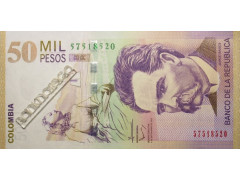 Банкнота Колумбия 50000 (пятьдесят тысяч) песо 2013 год. Pick 455. UNC