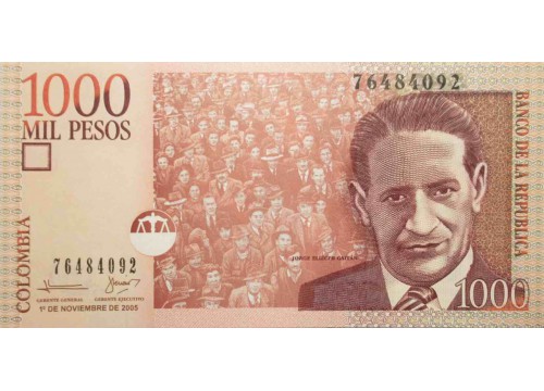 Банкнота Колумбия 1000 (тысяча) песо 2005 год. Pick 456a. UNC