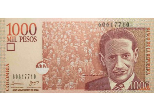 Банкнота Колумбия 1000 (тысяча) песо 2006 год. Pick 456e. UNC