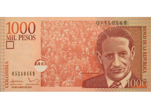 Банкнота Колумбия 1000 (тысяча) песо 2011 год. Pick 456p. UNC