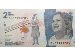 Банкнота Колумбия 2000 (две тысячи) песо 2020 год. Pick 458f. UNC