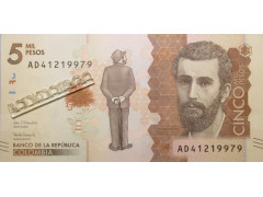 Банкнота Колумбия 5000 (пять тысяч) песо 2017 год. Pick 459c. UNC