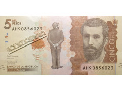 Банкнота Колумбия 5000 (пять тысяч) песо 2019 год. Pick 459e. UNC