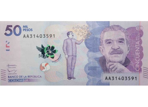 Банкнота Колумбия 50000 (пятьдесят тысяч) песо 2015 год. Pick 462. UNC
