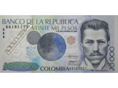 Банкнота Колумбия 20000 (двадцать тысяч) песо 2008 год. Pick 464t. UNC