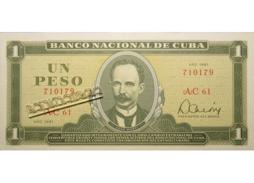 Банкнота Куба 1 (один) песо 1981 год. Pick 102b4. UNC