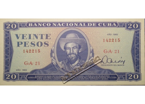 Банкнота Куба 20 (двадцать) песо 1983 год. Pick 105c. UNC