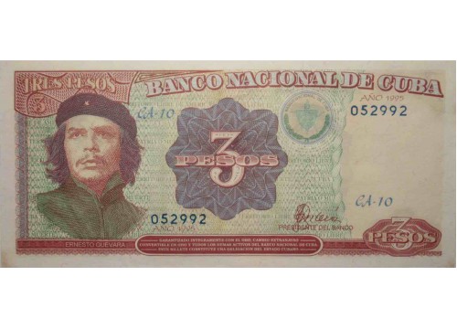 Банкнота Куба 3 (три) песо 1995 год. Pick 113. UNC