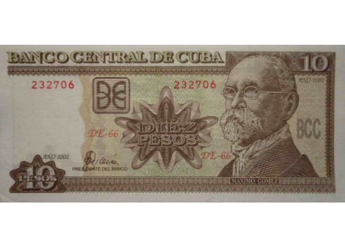Банкнота Куба 10 (десять) песо 2002 год. Pick 117e. UNC