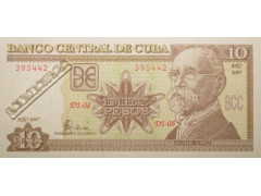 Банкнота Куба 10 (десять) песо 2007 год. Pick 117i. UNC