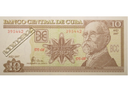 Банкнота Куба 10 (десять) песо 2007 год. Pick 117i. UNC