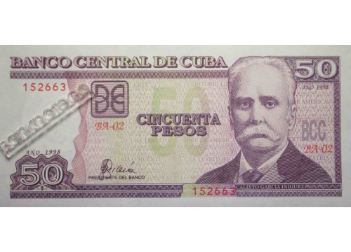 Банкнота Куба 50 (пятьдесят) песо 1998 год. Pick 119. UNC