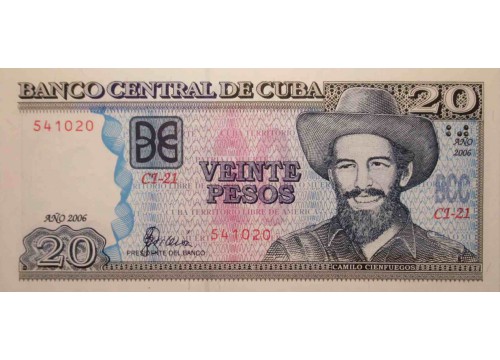 Банкнота Куба 20 (двадцать) песо 2006 год. Pick 122c. UNC