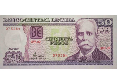 Банкнота Куба 50 (пятьдесят) песо 2008 год. Pick 123e. UNC