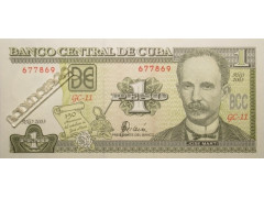 Банкнота Куба 1 (один) песо 2003 год. Pick 125. UNC