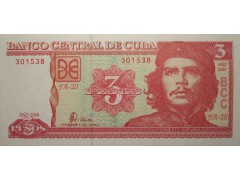 Банкнота Куба 3 (три) песо 2004 год. Pick 127a. UNC