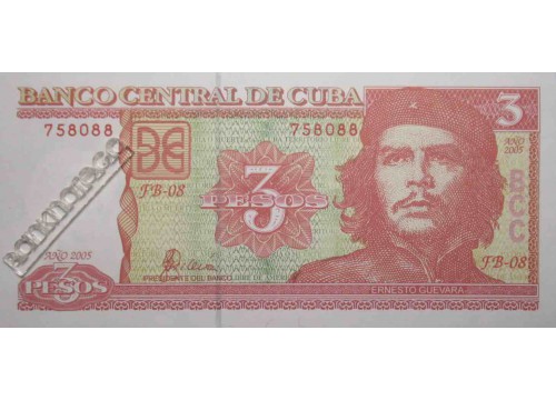 Банкнота Куба 3 (три) песо 2005 год. Pick 127b. UNC