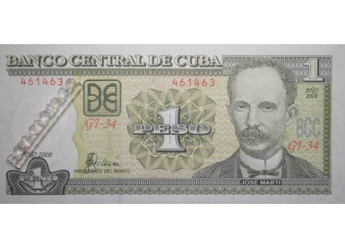 Банкнота Куба 1 (один) песо 2008 год. Pick 128c. UNC