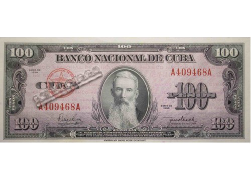 Банкнота Куба 100 (сто) песо 1950 год. Pick 82a. UNC