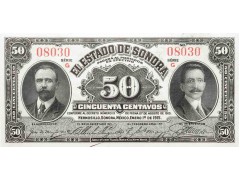 Банкнота Мексика 50 (пятьдесят) сентаво 1915 год. Pick S1070. UNC