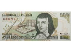 Банкнота Мексика 200 (двести) новых песо 1992 год. Pick 103. Серия A. UNC
