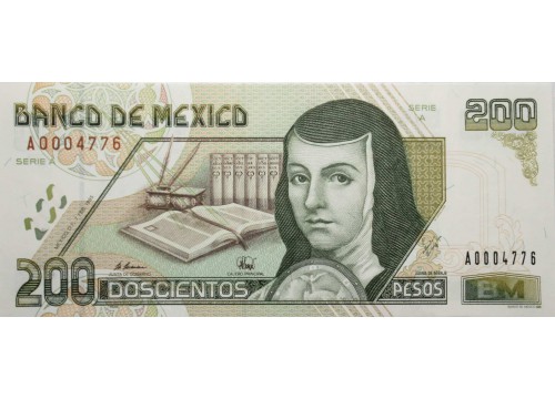 Банкнота Мексика 200 (двести) песо 1995 год. Pick 109a. Серия A. UNC