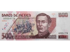 Банкнота Мексика 500 (пятьсот) песо 1995 год. Pick 110a. Серия A. UNC