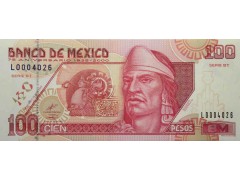 Банкнота Мексика 100 (сто) песо 2000 год. Pick 113.1. Серия BT. UNC