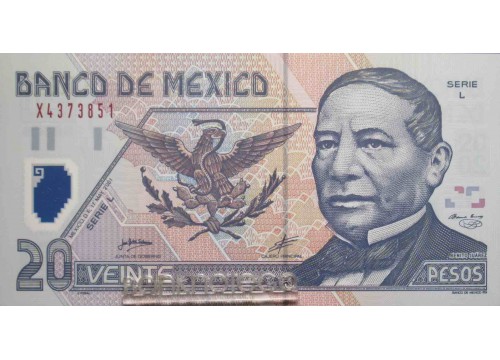 Банкнота Мексика 20 (двадцать) песо 2001 год. Серия L. Pick 116a4. UNC