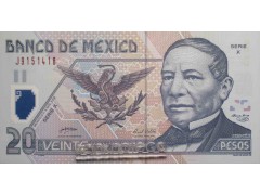 Банкнота Мексика 20 (двадцать) песо 2005 год. Серия X. Pick 116e. UNC