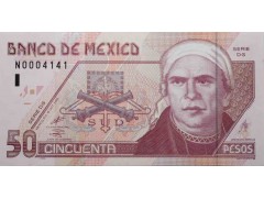 Банкнота Мексика 50 (пятьдесят) песо 2000 год. Pick 117a5. Серия DG. UNC