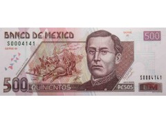 Банкнота Мексика 500 (пятьсот) песо 2000 год. Pick 120a1. Серия W. UNC