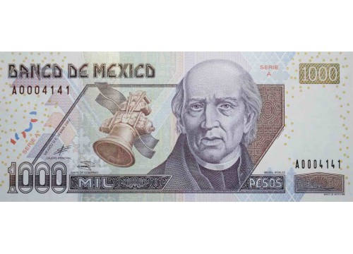 Банкнота Мексика 1000 (тысяча) песо 2002 год. Pick 121. Серия A. UNC