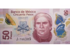 Банкнота Мексика 50 (пятьдесят) песо 2012 год. Pick 123Aa. Серия F. UNC