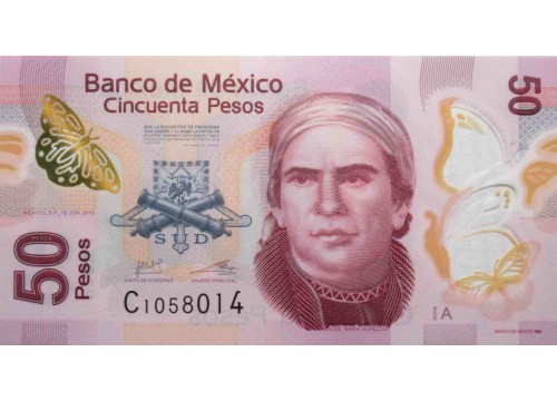 Банкнота Мексика 50 (пятьдесят) песо 2012 год. Pick 123Aa. Серия A. UNC