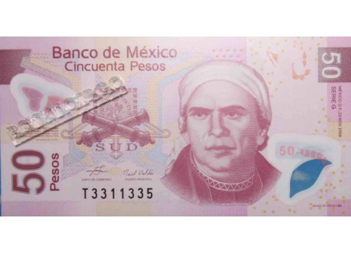 Банкнота Мексика 50 (пятьдесят) песо 2006 год. Pick 123g. Серия G. UNC