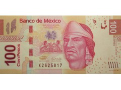 Банкнота Мексика 100 (сто) песо 2009 год. Pick 124b. Серия E. UNC