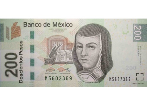 Банкнота Мексика 200 (двести) песо 2011 год. Pick 125g. Серия AH. UNC