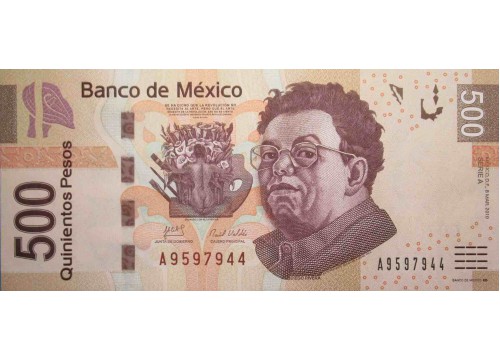 Банкнота Мексика 500 (пятьсот) песо 2010 год. Pick 126a. Серия A. UNC