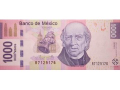 Банкнота Мексика 1000 (тысяча) песо 2013 год. Pick 127d. Серия D. UNC
